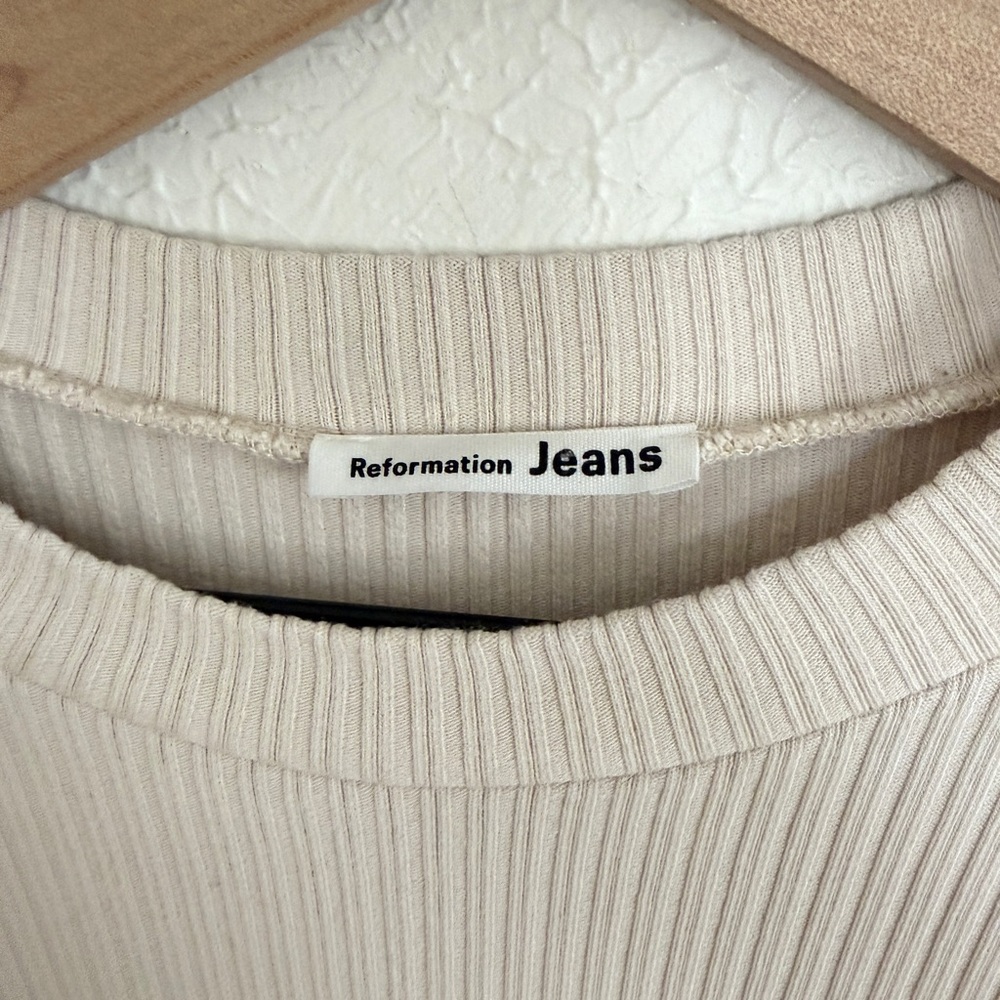 Reformation Cream Ribbed Mini Dress - Picture 5 of 5